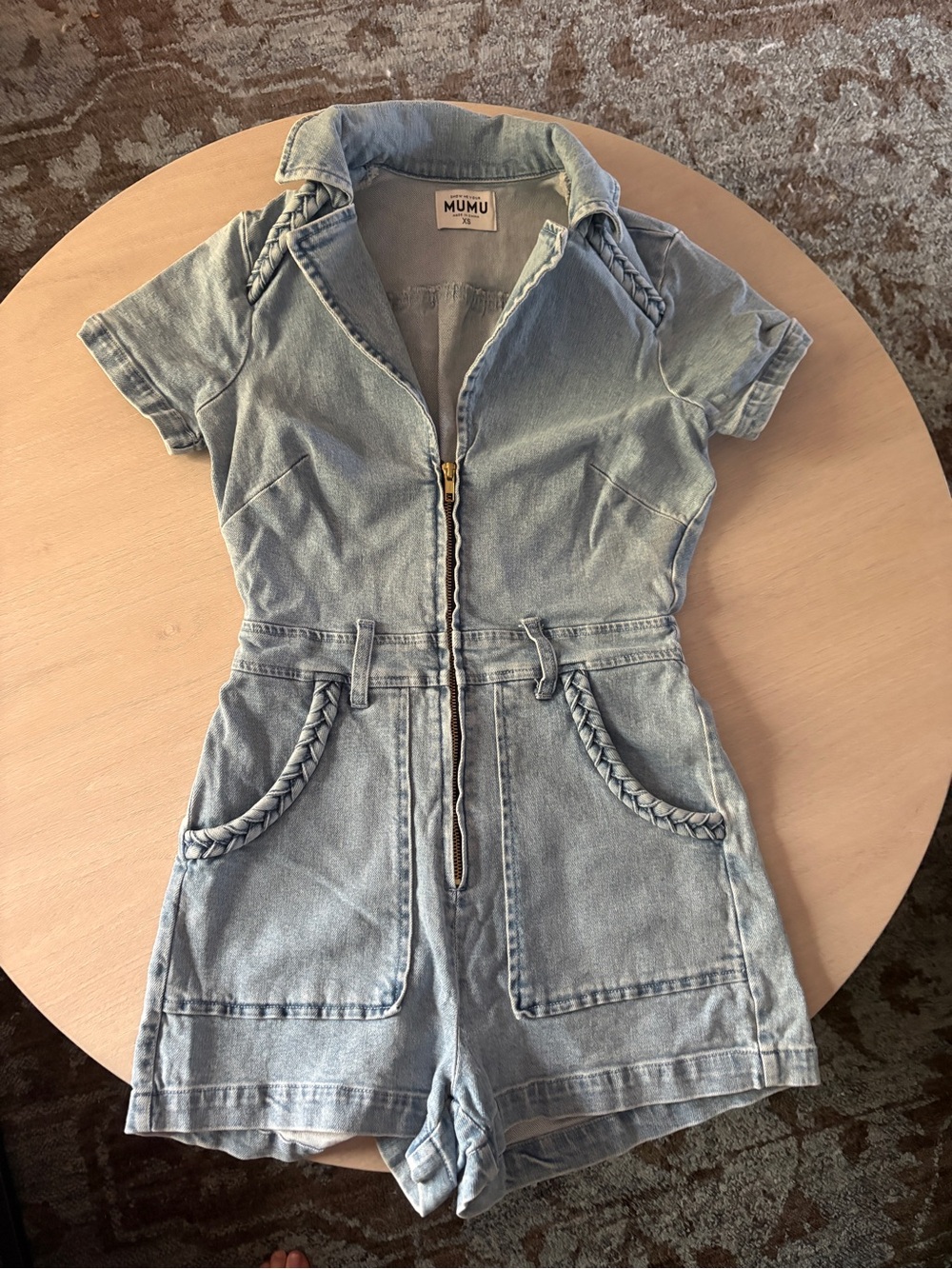 Show me your MUMU light denim blue romper